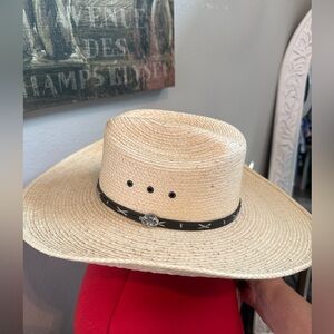 Cavender's Ranch Collection Kids' Fine Palm Cowboy Hat brown leather hatband.